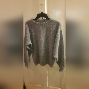 Blue long sleeve high neck knit sweater